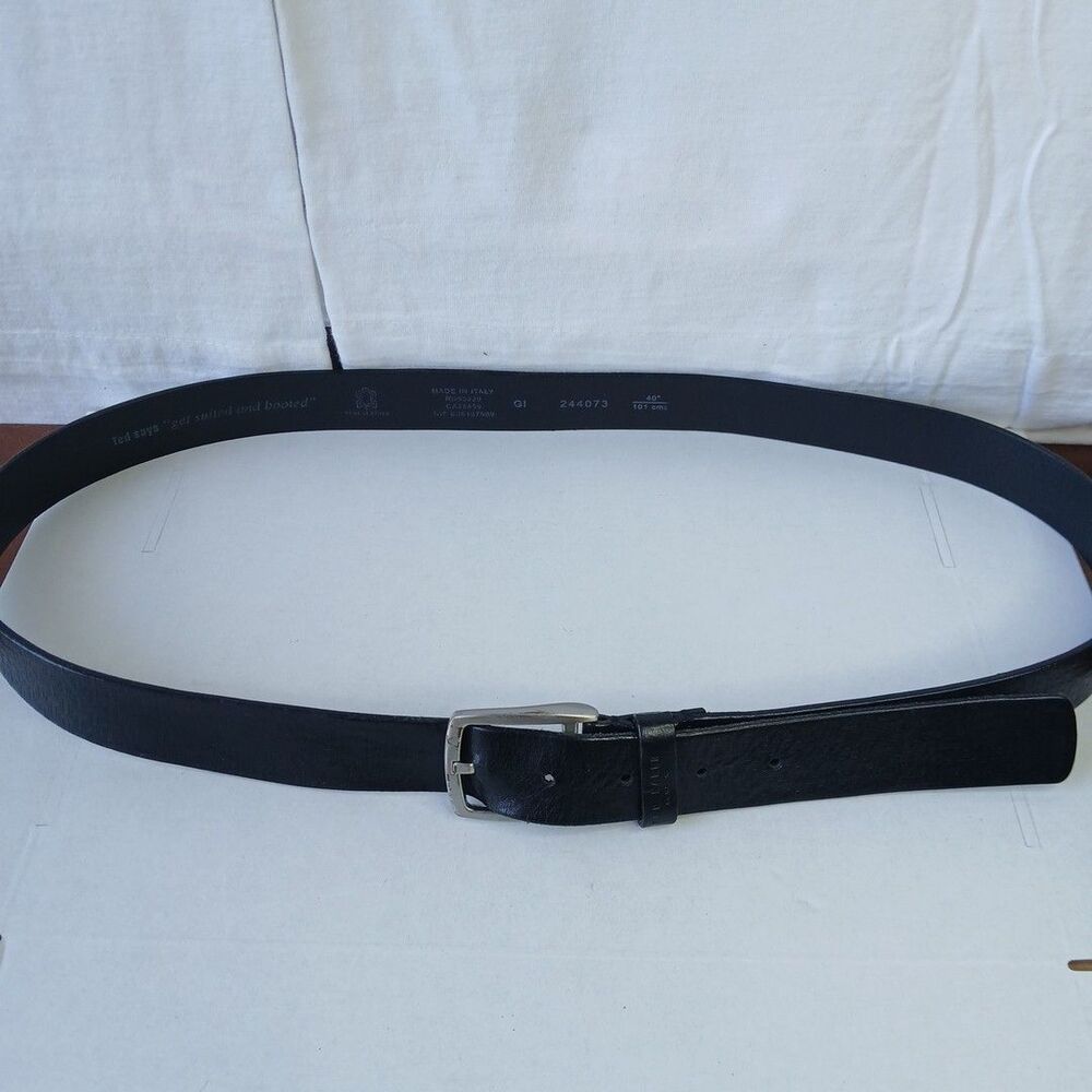 Ted Baker Men’s Size 40"/101cm Black Italian Leather Classic Basic Belt